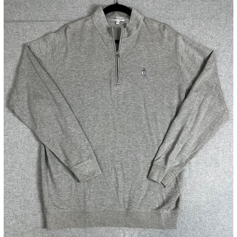 Peter Millar Men's Heather Gray 1/4 Zip Sweater